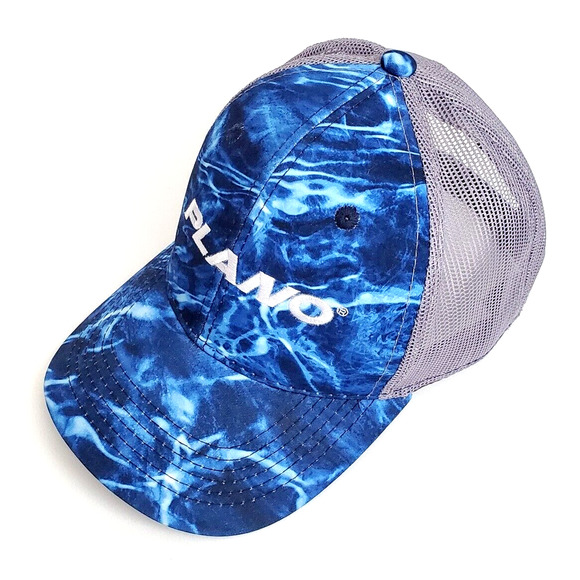 Mossy Oak Plano Snapback Mesh Hat Adjustable‎ Fishing Baseball Cap Blue Camo - Picture 1 of 6